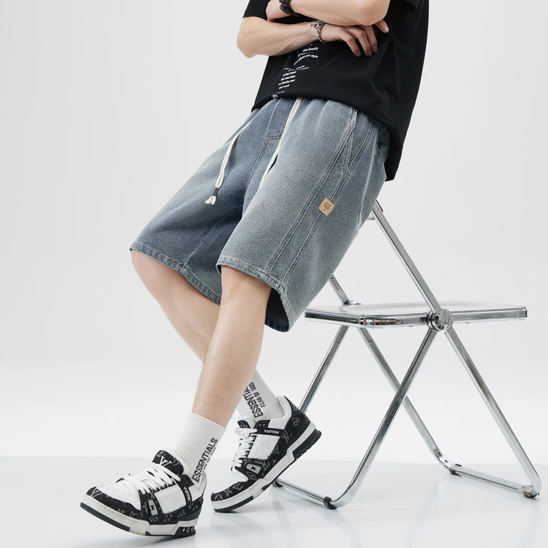 夏季薄款星空纹牛仔短裤男士2025直筒宽松美式潮牌休闲五分中裤子