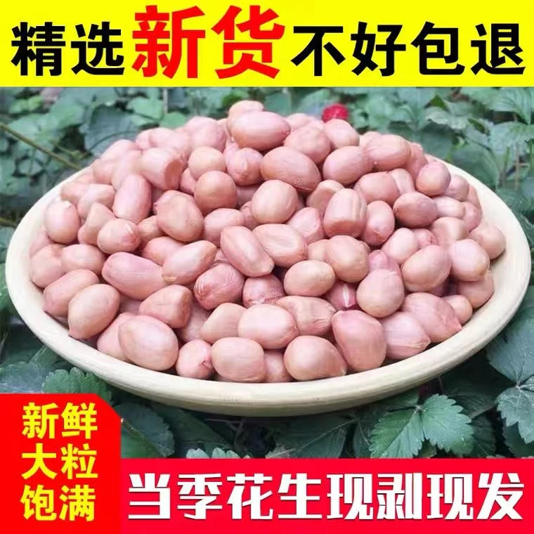 当季精选新鲜大粒粉红皮白沙生花生米现剥无壳新货