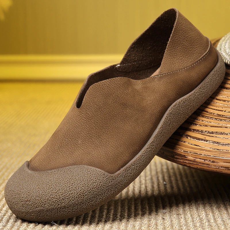 【男女同款】情侣款复古真皮休闲皮鞋男款单层牛皮透气舒适包头6619