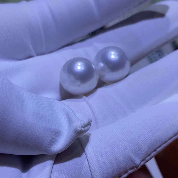 海水珍珠未镶嵌耳饰澳白裸珠12mm➕