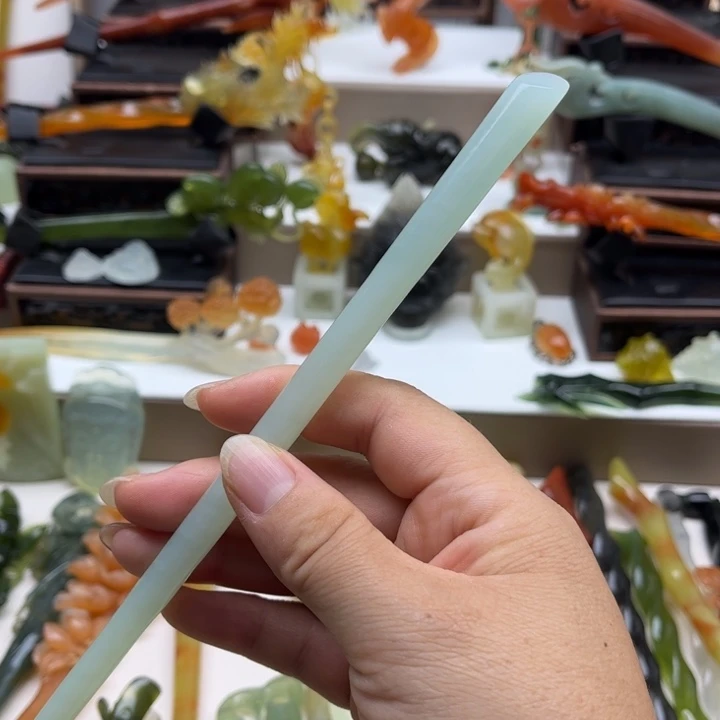 未镶嵌蛇纹石玉岫玉发簪