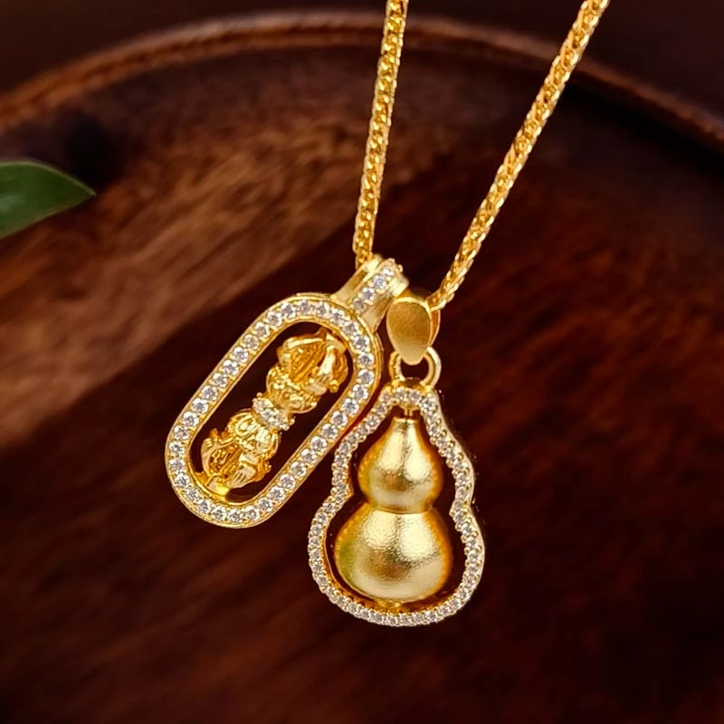 坠链均足银 999葫芦金刚杵满钻镶嵌精致时尚轻奢气质百搭送女友