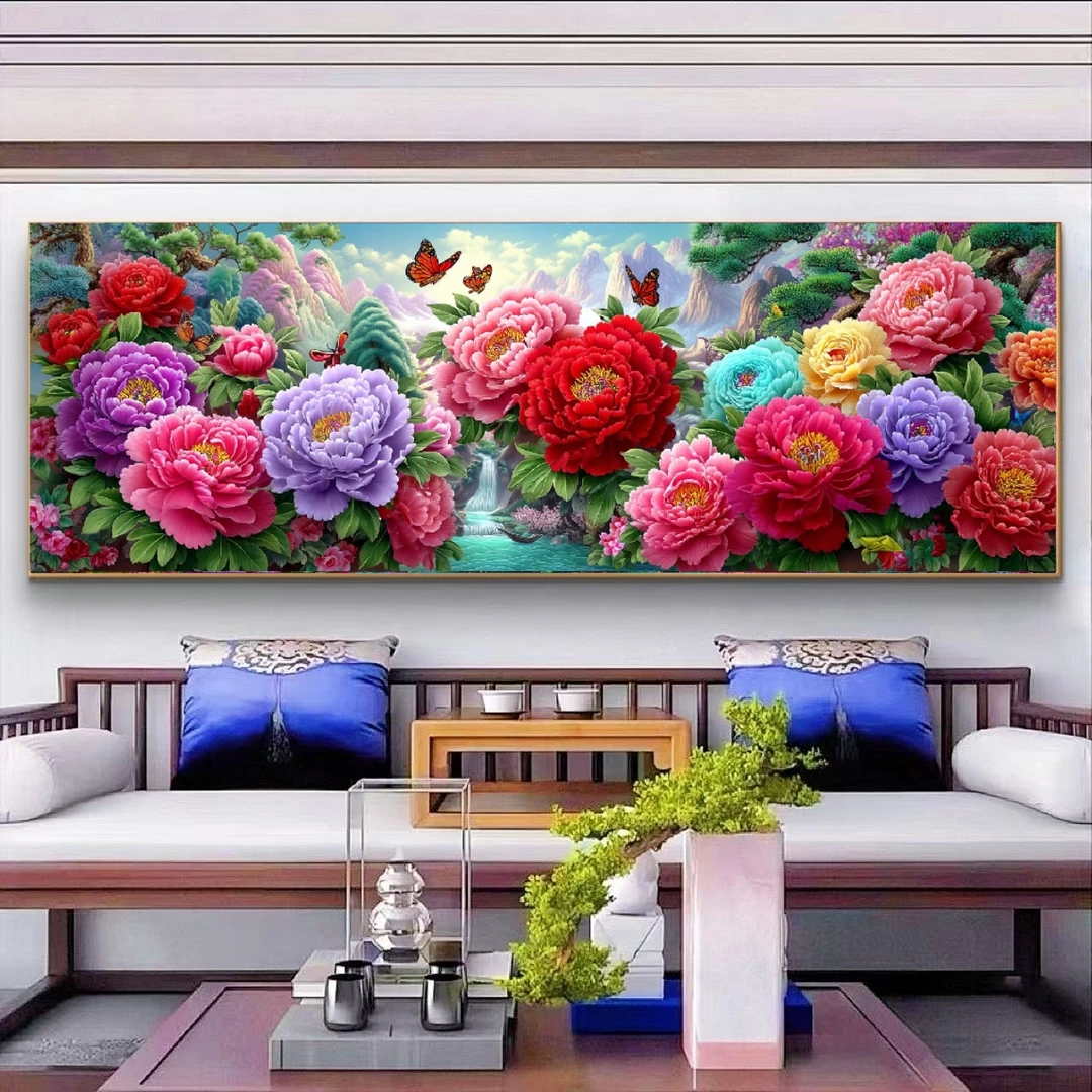 定制十字绣原创版权花开盛世大格300*100没绣的f2610