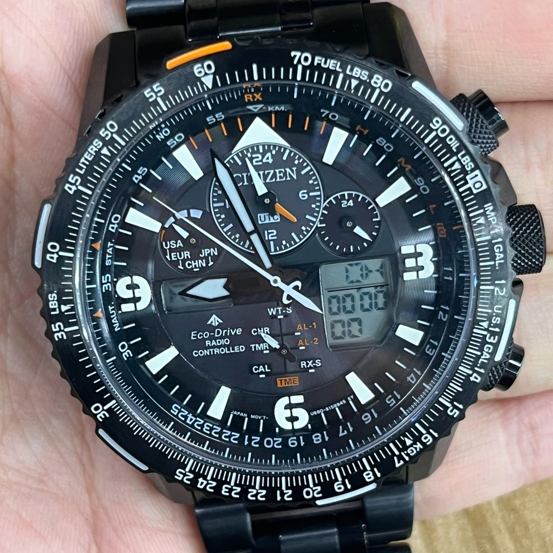 99新 Citizen/西铁城 空中之鹰二代黑天使jy8085-81e光动能电波表