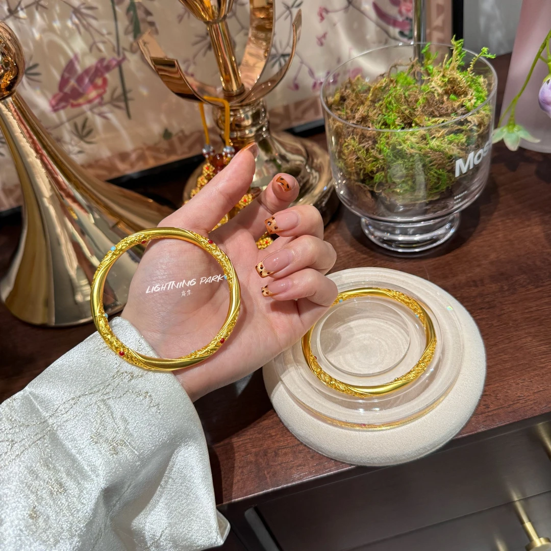 镀K金【LIGHTNINGPARK】新中式花丝点钻乾坤圈轻奢手镯