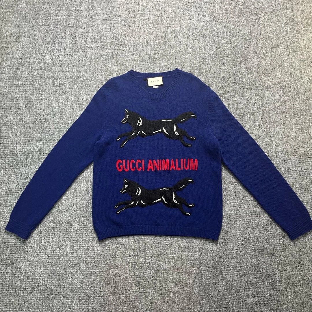 99新 GUCCI/古驰 Gucci 战狼刺绣logo毛衣/XXL码/99新/11622