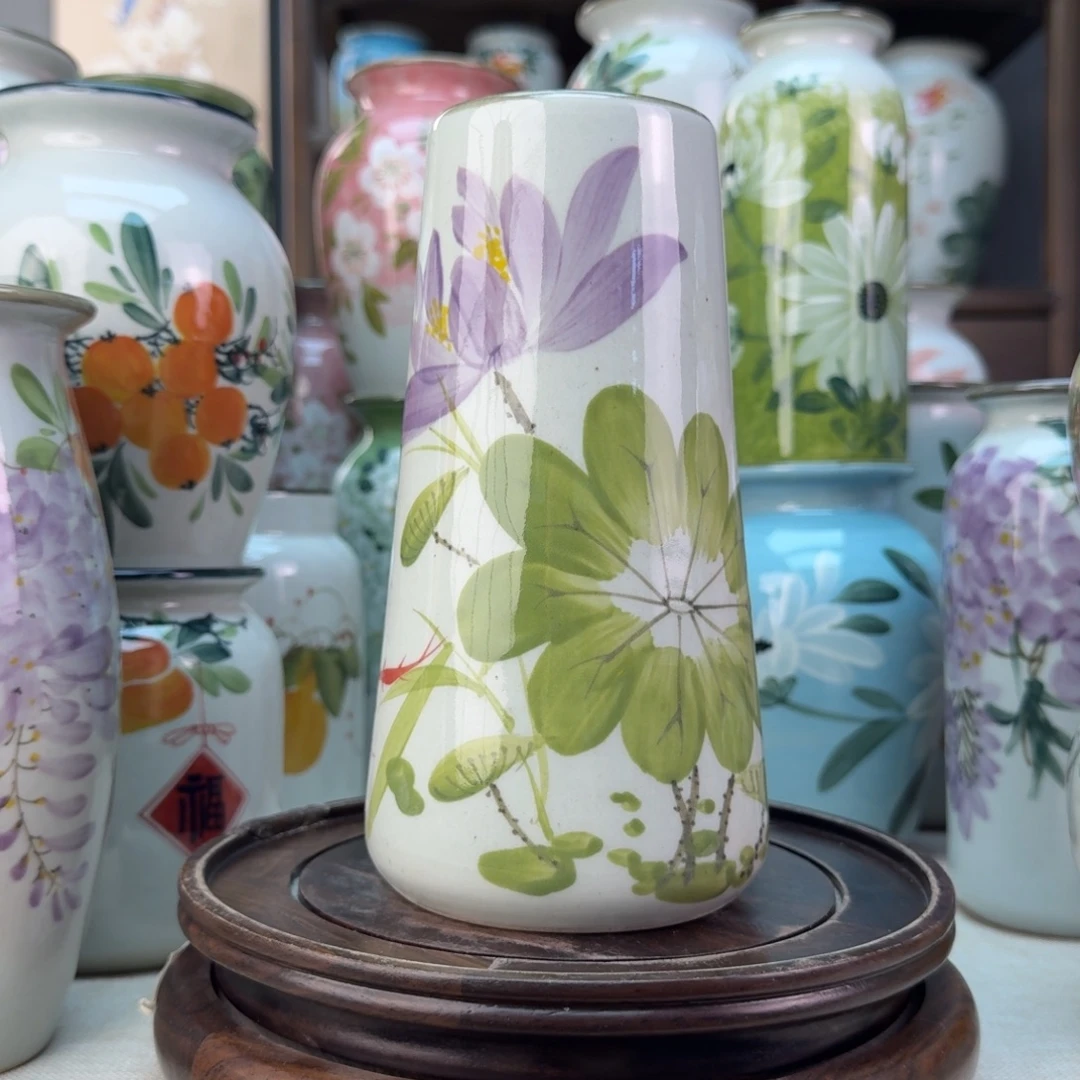 景德镇陶瓷手绘花瓶无孔