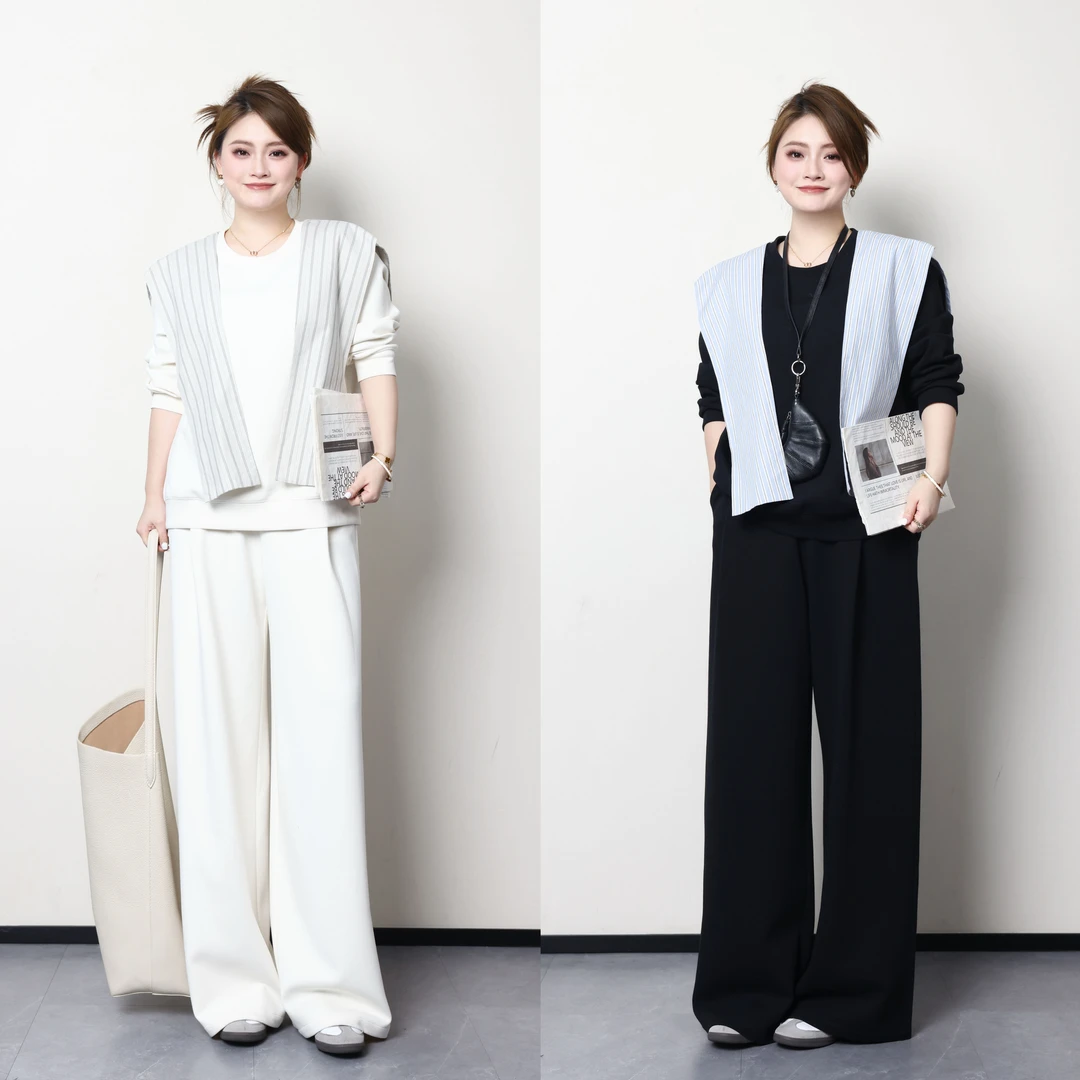 QC杨杨【机场穿搭】微胖大码休闲时尚披肩卫衣套装ZY412L43/4