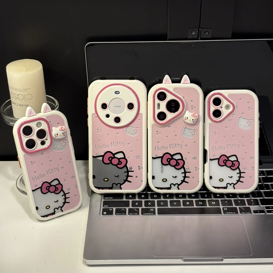 比耶kitty适用苹果17pro手机壳16pm华为80简约oppo奶油vivo小米15