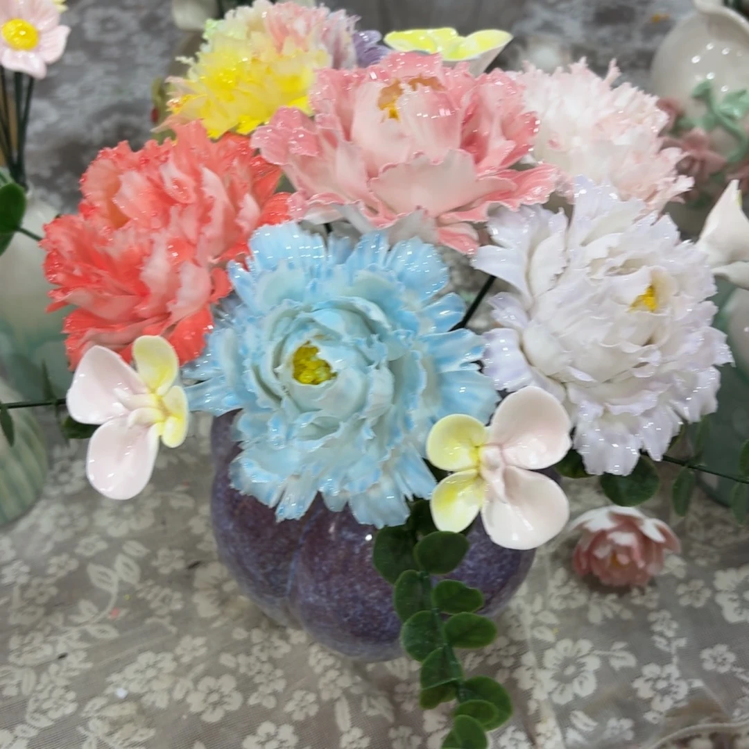 1735 陶瓷花拍满20元发货爱退款拉黑