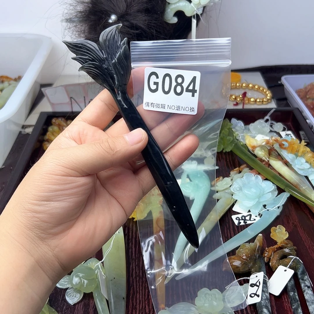 蛇纹石玉合金发饰凤*