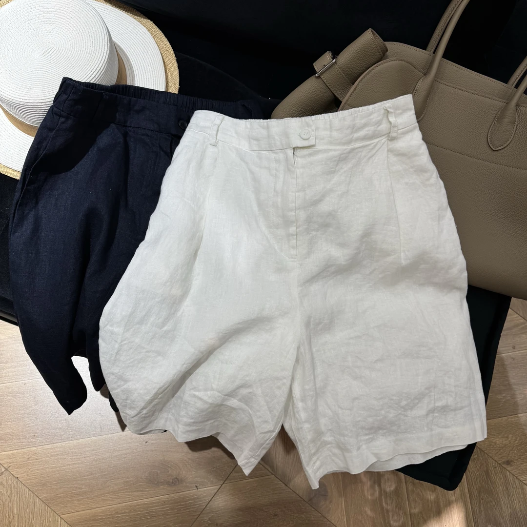 舒适感～夏季新款全亚麻柔软细腻舒适中裤女