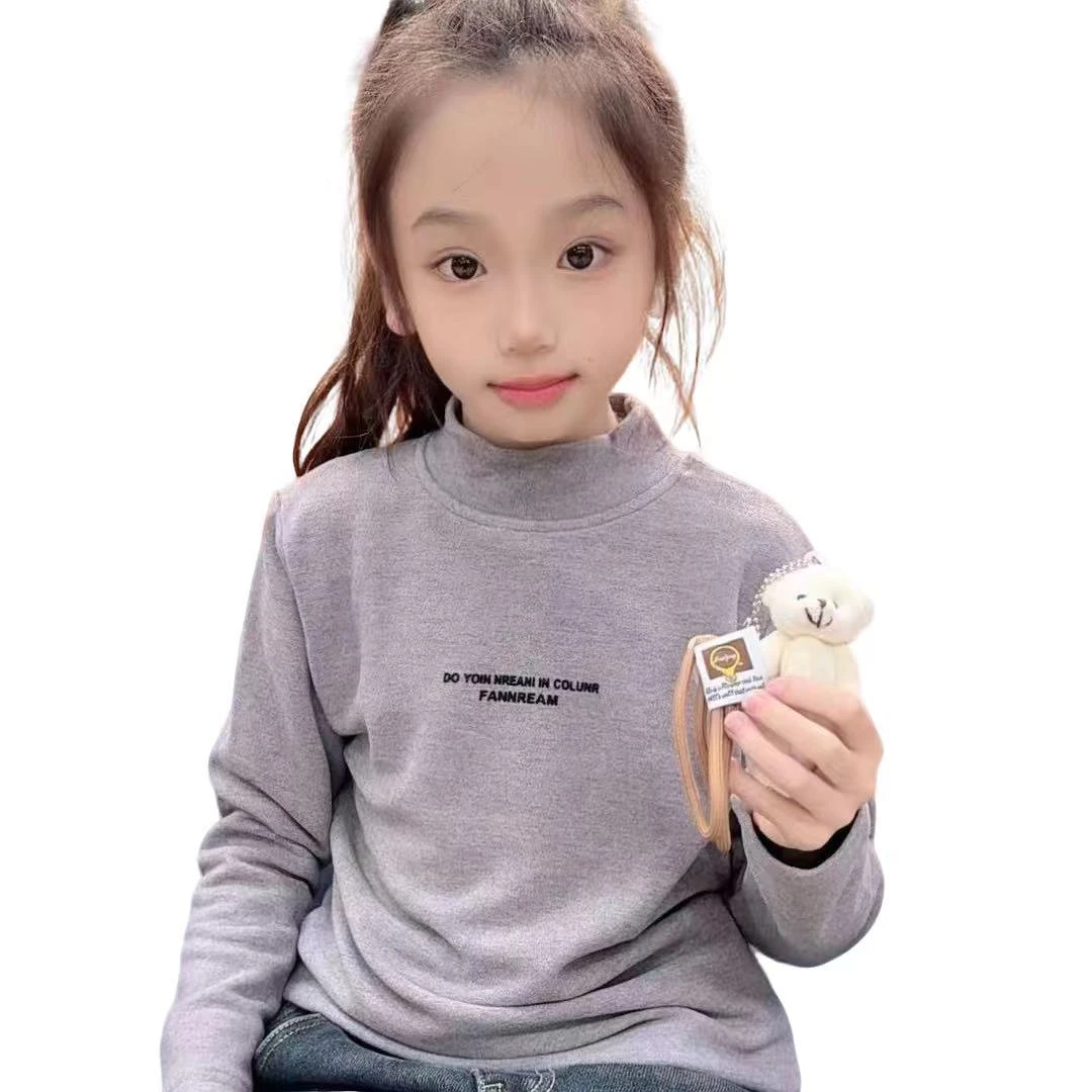 打底~儿童羊绒小字母长袖t恤2024秋装新款男女宝宝打底衫