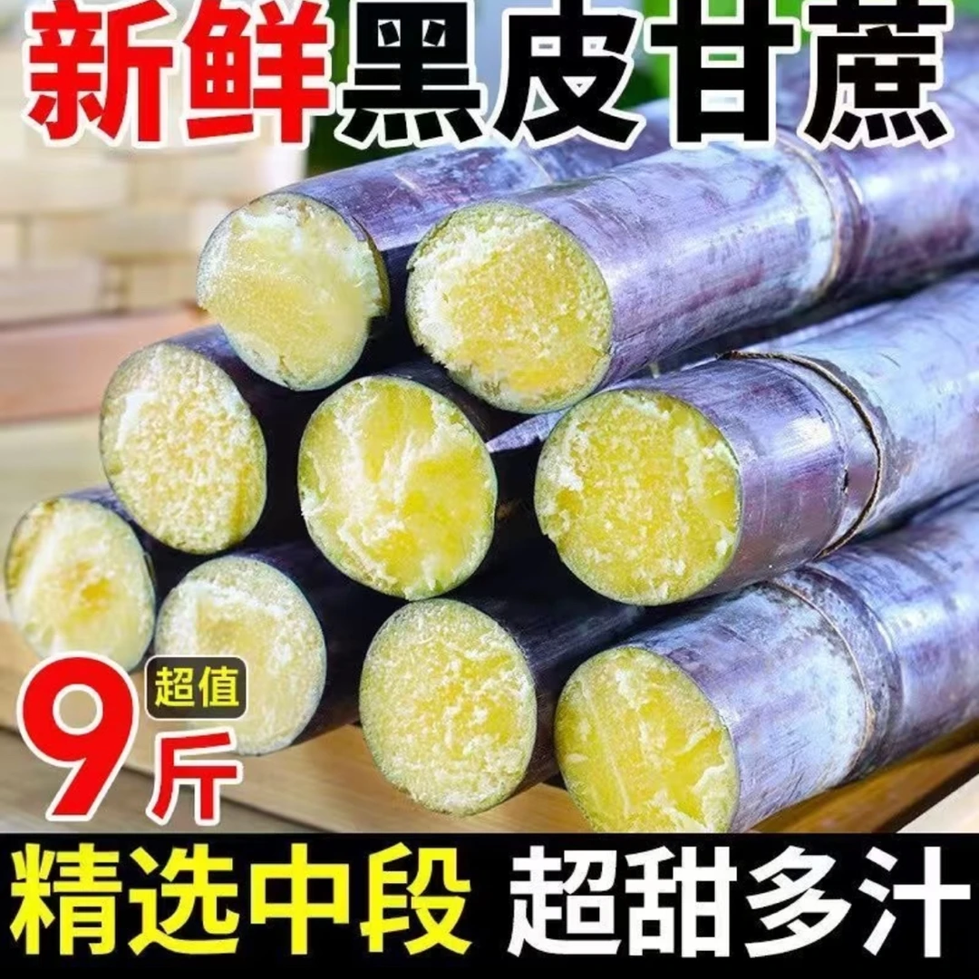 2025广西农家肥种植黑皮甘蔗当季水果新鲜现砍脆甜多汁