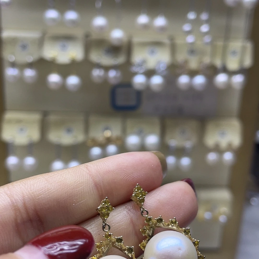 淡水珍珠耳饰银S925镶嵌