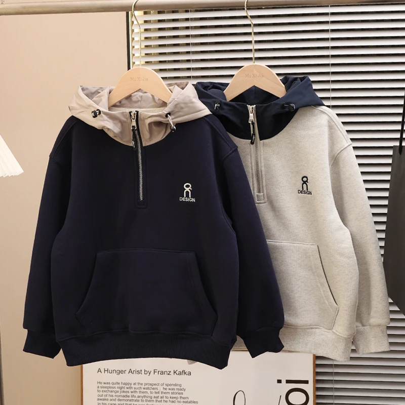 童装男童加绒卫衣2025新款儿童秋冬装连帽休闲上衣加厚保暖帅气潮