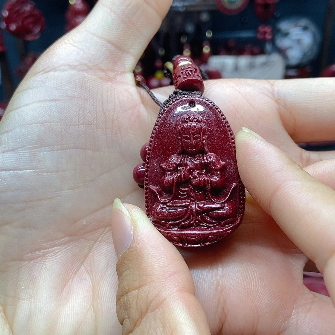 天然辰砂小号椭圆大日如来编成腰卦