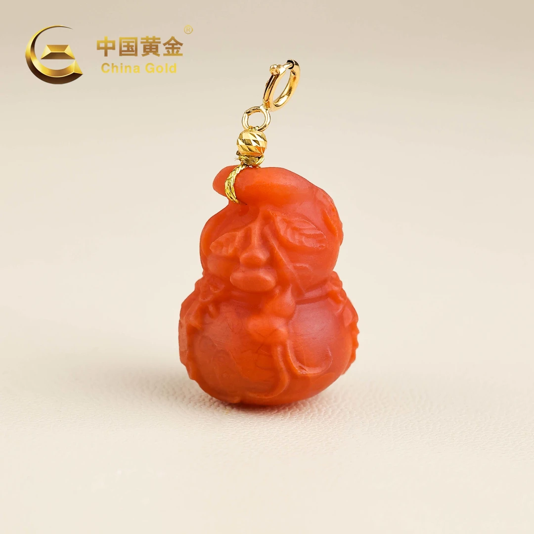 【中国黄金】多福 | 南红*吊坠*18K金镶嵌-D11452-臻