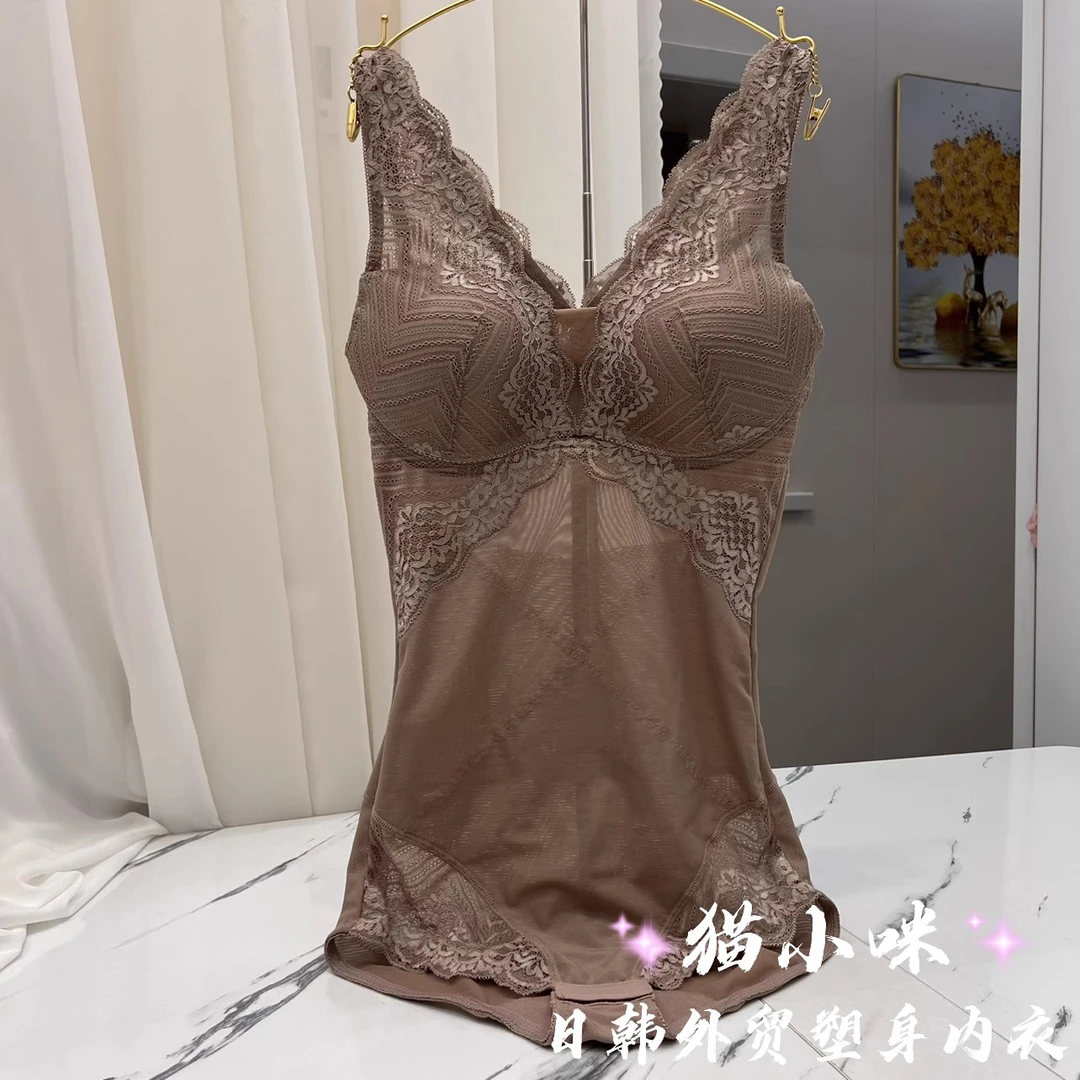 无痕性感薄款收腹修身衣蕾丝夏季免文胸内衣束腰提臀美体打底衣