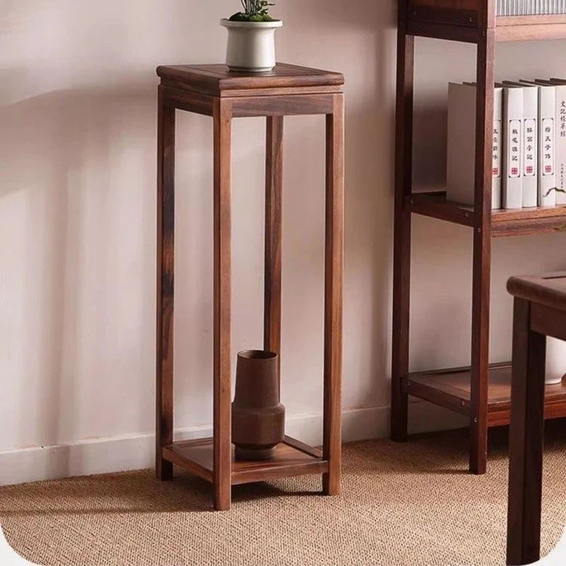 【南美胡桃木花架】实木 新中式花架玄关电视柜旁客厅花盆架 包邮