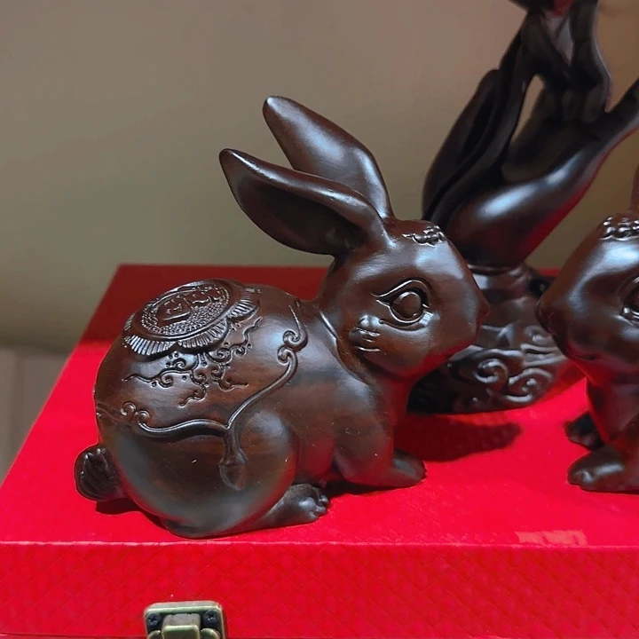 木黑檀木14福财兔一只