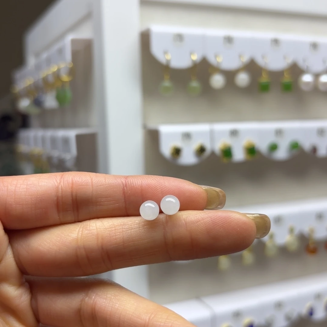 和田玉银S925镶嵌耳饰