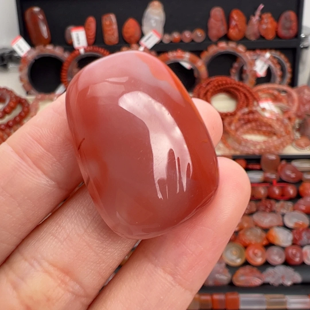 南红玛瑙未镶嵌颈饰无事牌