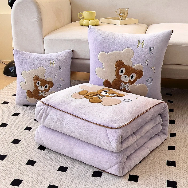 A类加厚冬季抱枕被两用午睡牛奶绒枕头被汽车载靠枕办公室烤火被