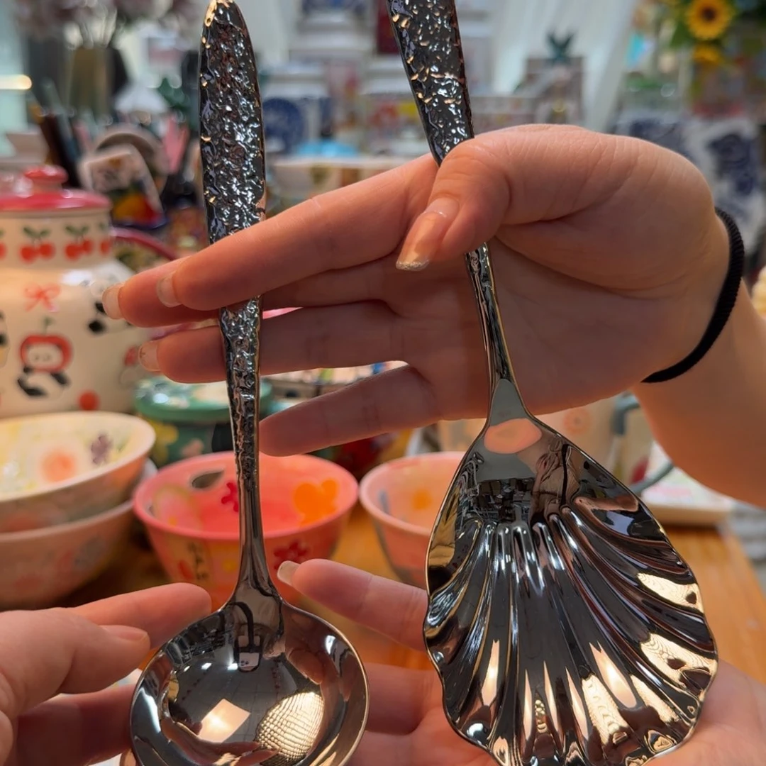 陶瓷高档304锤纹勺2只，各一