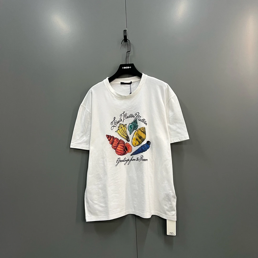 99新 LouisVuitton/路易威登 (ll) lv 字母贝壳印花短袖 5L码