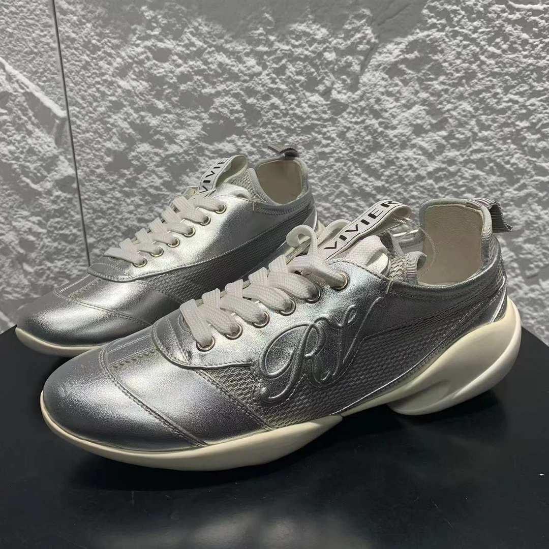 99新 Roger Vivier/罗杰·维威耶 37码/仔仔/银色网面运动鞋xxs866