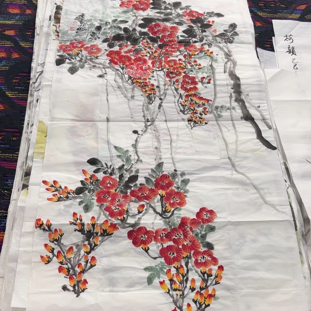 国画四尺花鸟作品童