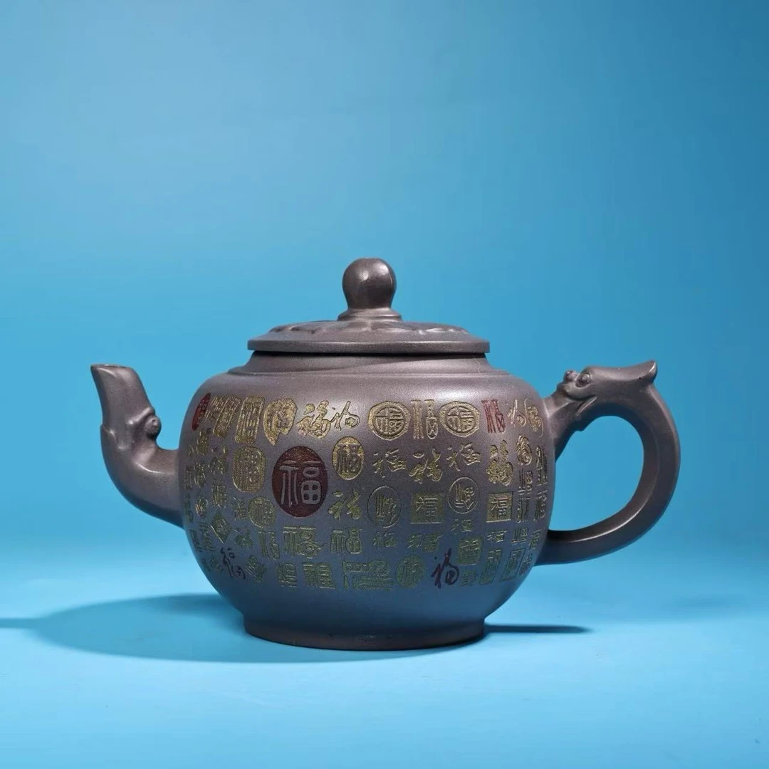 精品天青紫砂壶一把