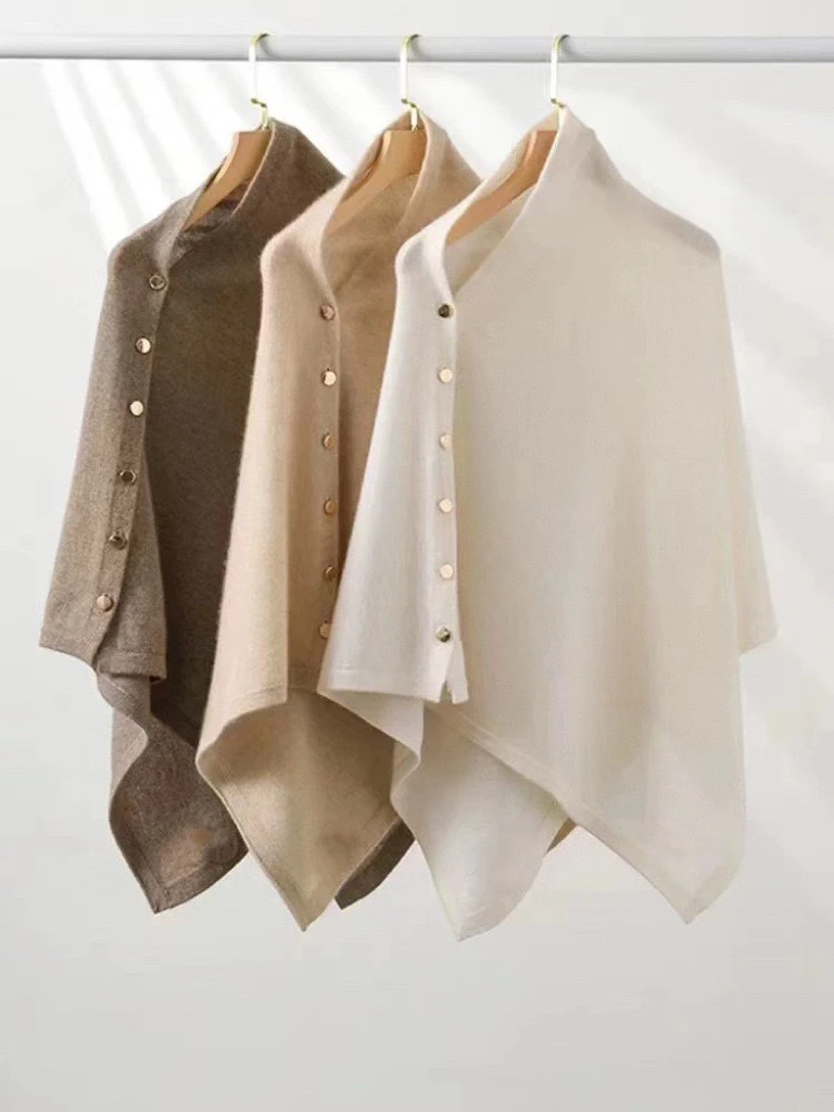 ZL-178斗篷斜扣披肩围巾开衫多功能女