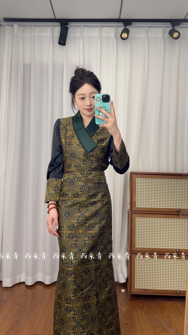 藏族民族风女士西藏服连衣裙旗袍长款服装新款博拉裙