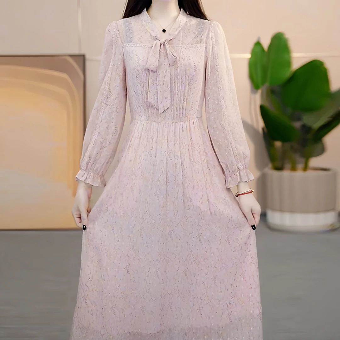 气质碎花连衣裙女2025春季新款妈妈装端庄大气减龄显瘦中长款裙子