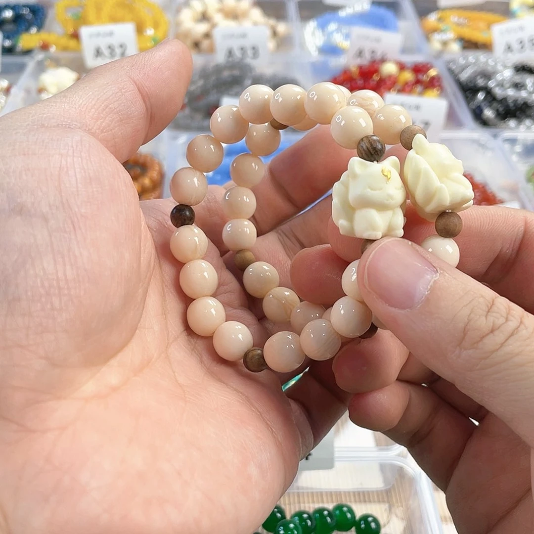 檀香木手串银S925镀金镶嵌