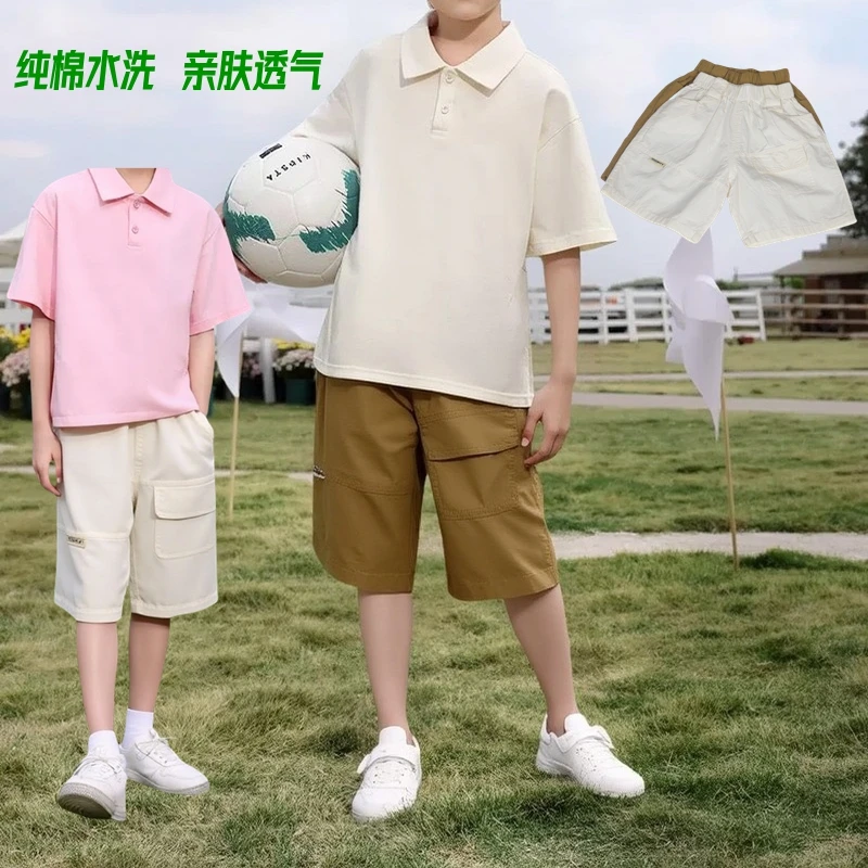 水洗纯棉夏季新款男女童五分短裤男女孩帅气薄款透气速干工装裤