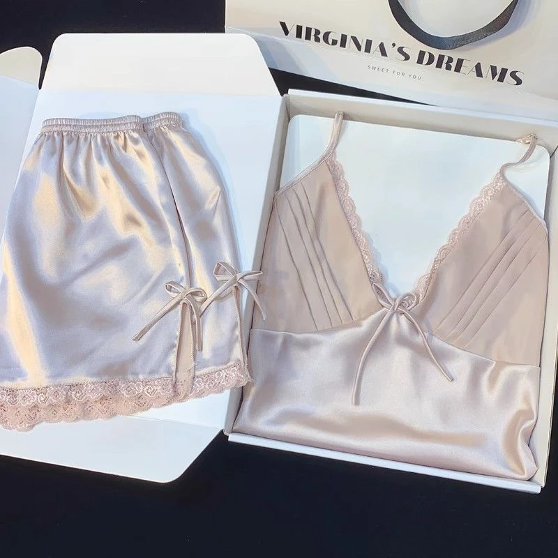 睡衣女款爆款2025新款夏季睡衣女冰丝吊带蕾丝美背薄款凉感家居服