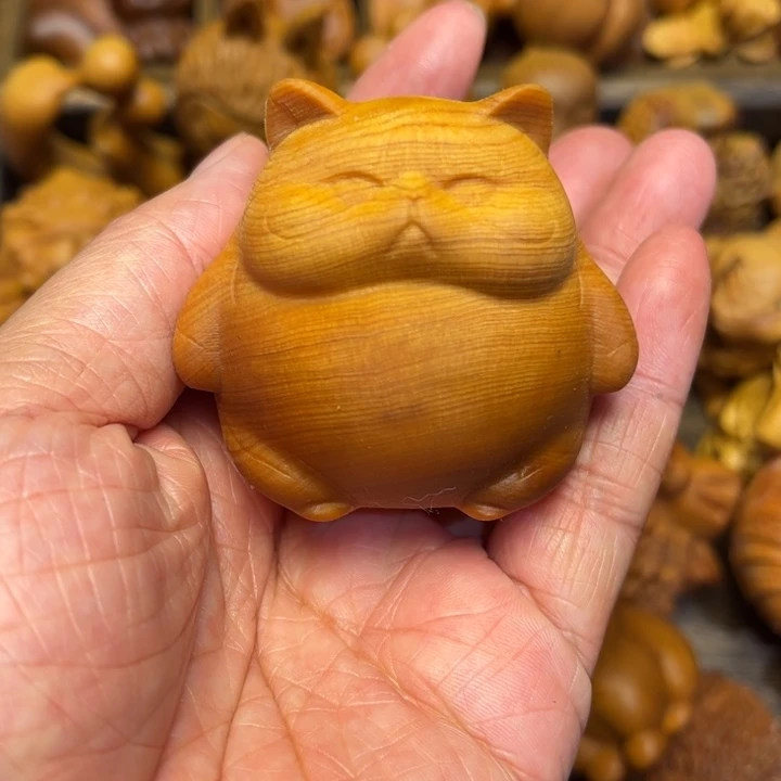 柏木把件玉化小猫