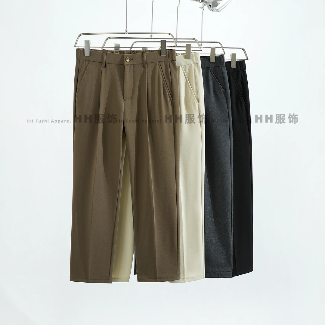 【羊毛混纺】新款抗皱免烫九分裤莱赛尔垂感松紧腰男士休闲百搭西裤