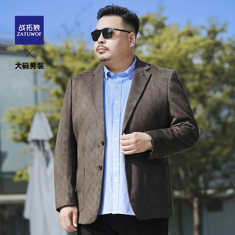 春秋新款商务休闲西服男胖子大码男装外套宽松上衣免烫可机洗单西