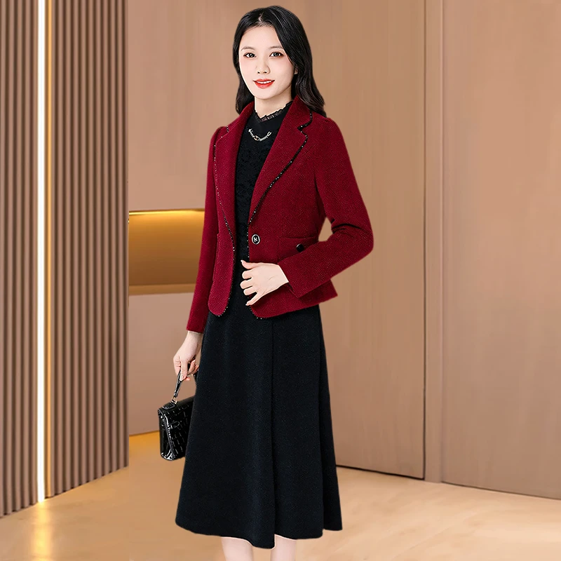 小香风结婚长辈一整套装连衣裙女2025春季新款十三行爆款妈妈外套