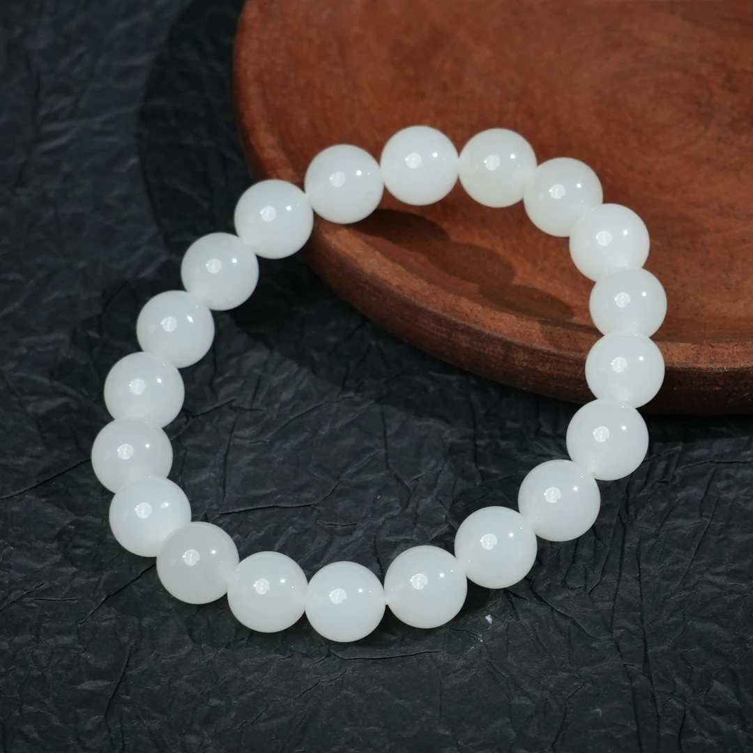 V姐|心选|和田玉青海白玉圆珠手串 10mm-HL121932