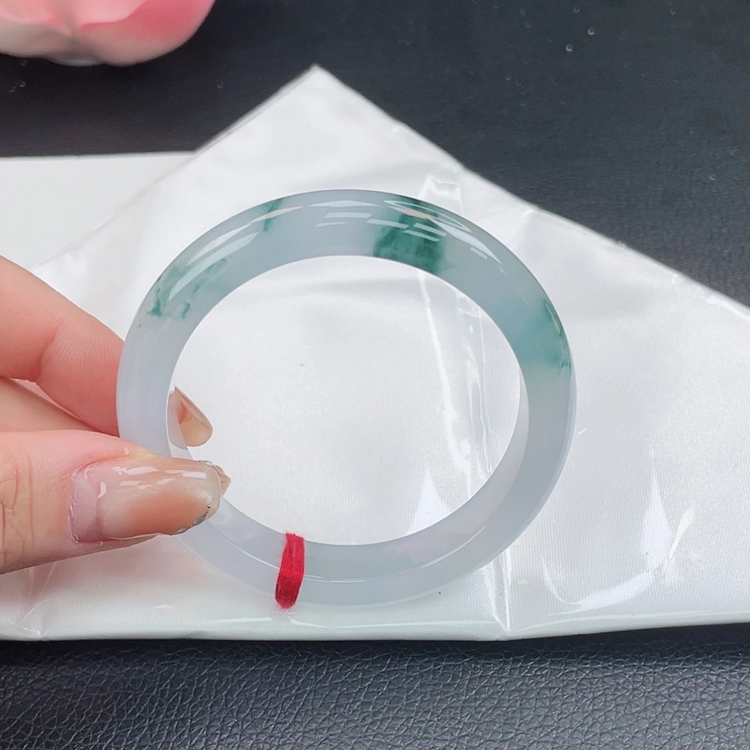 翡翠未镶嵌手镯56正圈冰种飘花强推