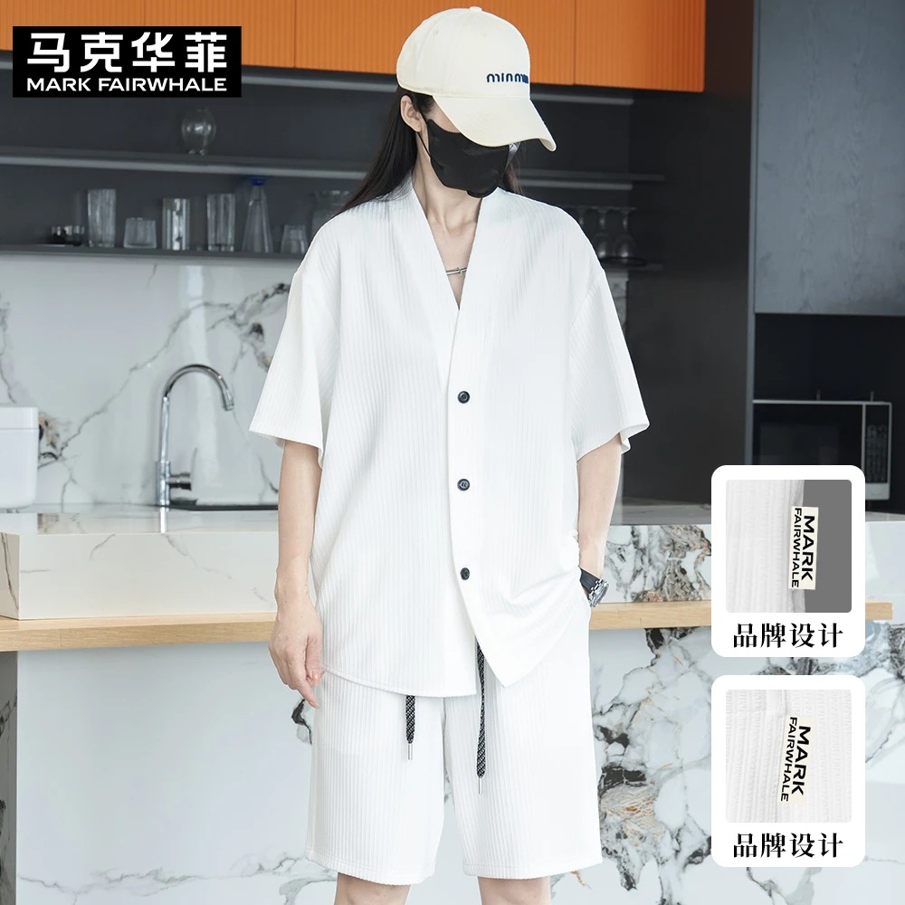 MARK FAIRWHALE/马克华菲男士套装爆款2025新款潮流男装短袖短裤