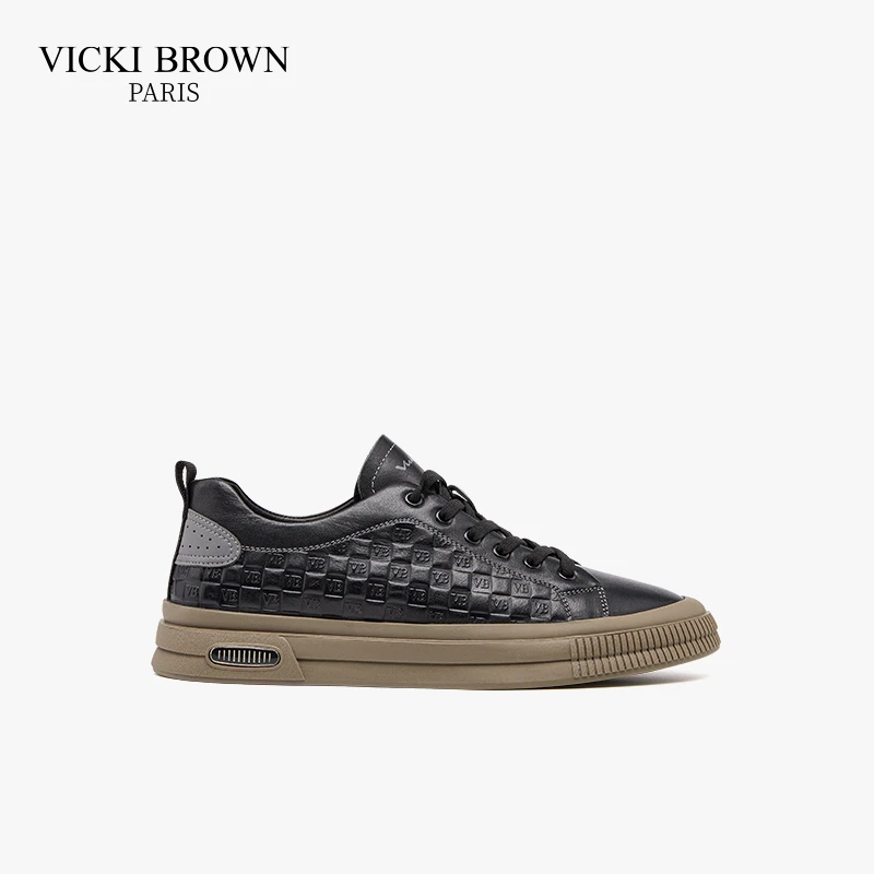 VICKI BROWN2025新款男士板鞋男款爆款真皮潮鞋透气休闲鞋商务鞋