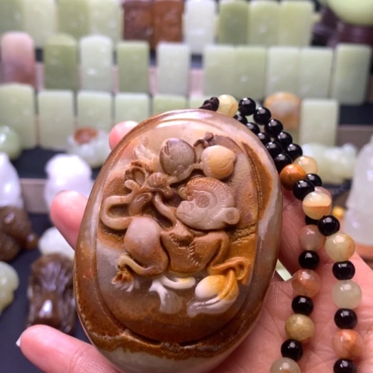 石材方解石手把件