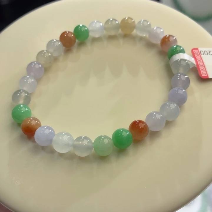 翡翠未镶嵌手链冰胶多宝卡7