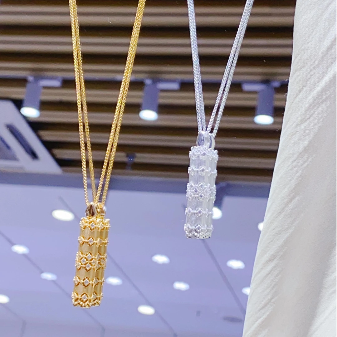 坠链均足银锆石 A8129【万花筒钱币项链】足银990时尚百搭精致轻奢